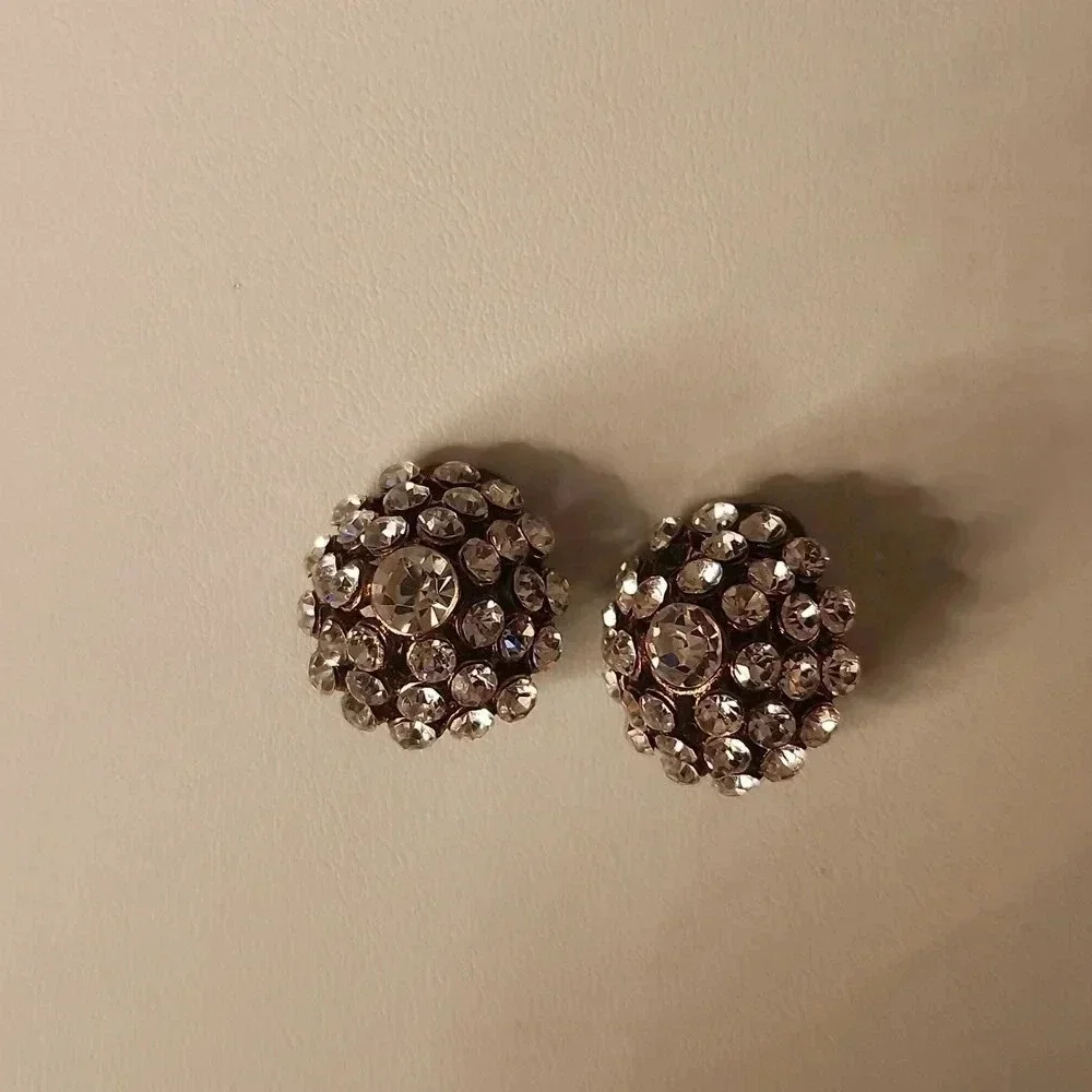 Statement Rhinestone Filled Clip On Stud Earrings